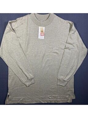 New Vintage Deadstock Sauce By Berne Polo Shirt Men's L LS Tan Striped Casual
